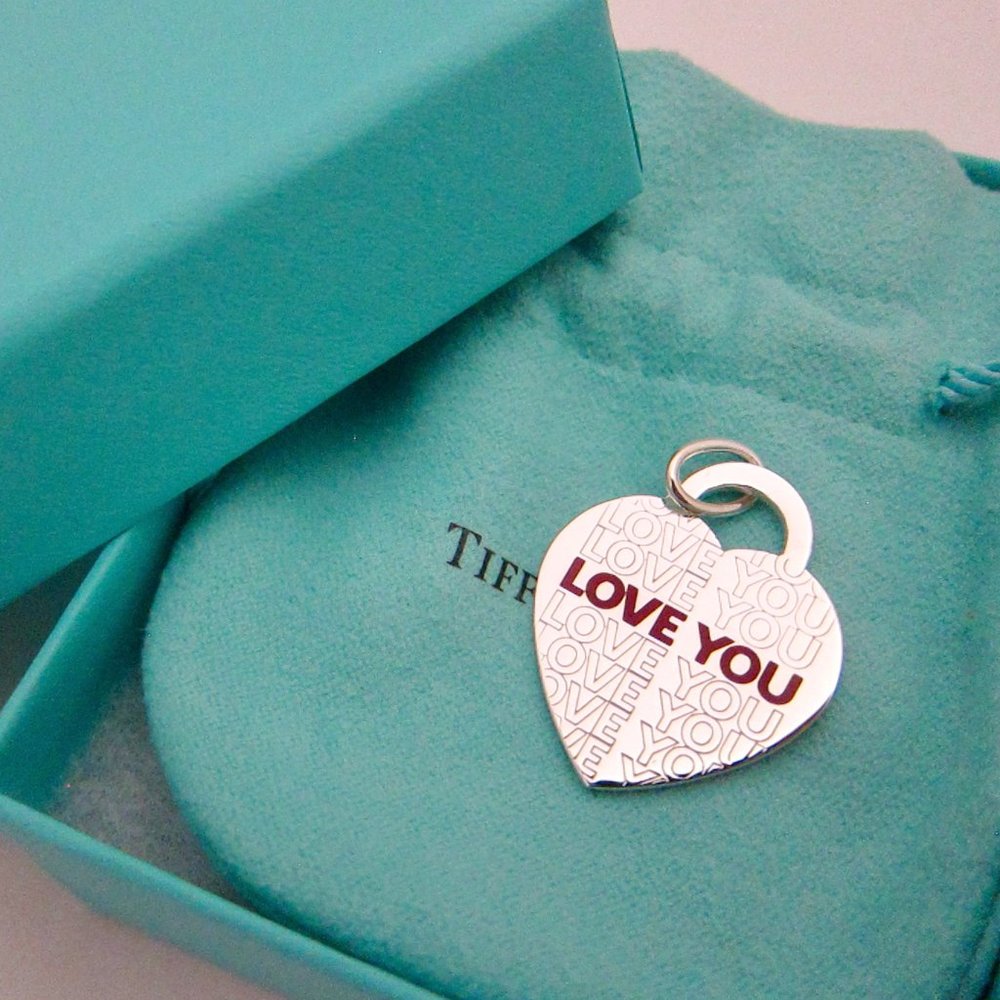 Tiffany & Co. Return to Tiffany LOVE YOU Red Enamel Heart Tag Charm Pendant LG
